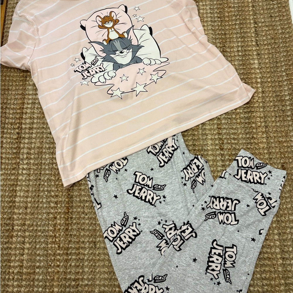 Tom & Jerry Women's Pajama Set - Light Pink and Gray